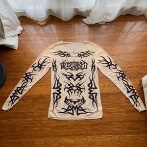 Neoperreo Mesh Tattoo Long Sleeve Shirt, Small